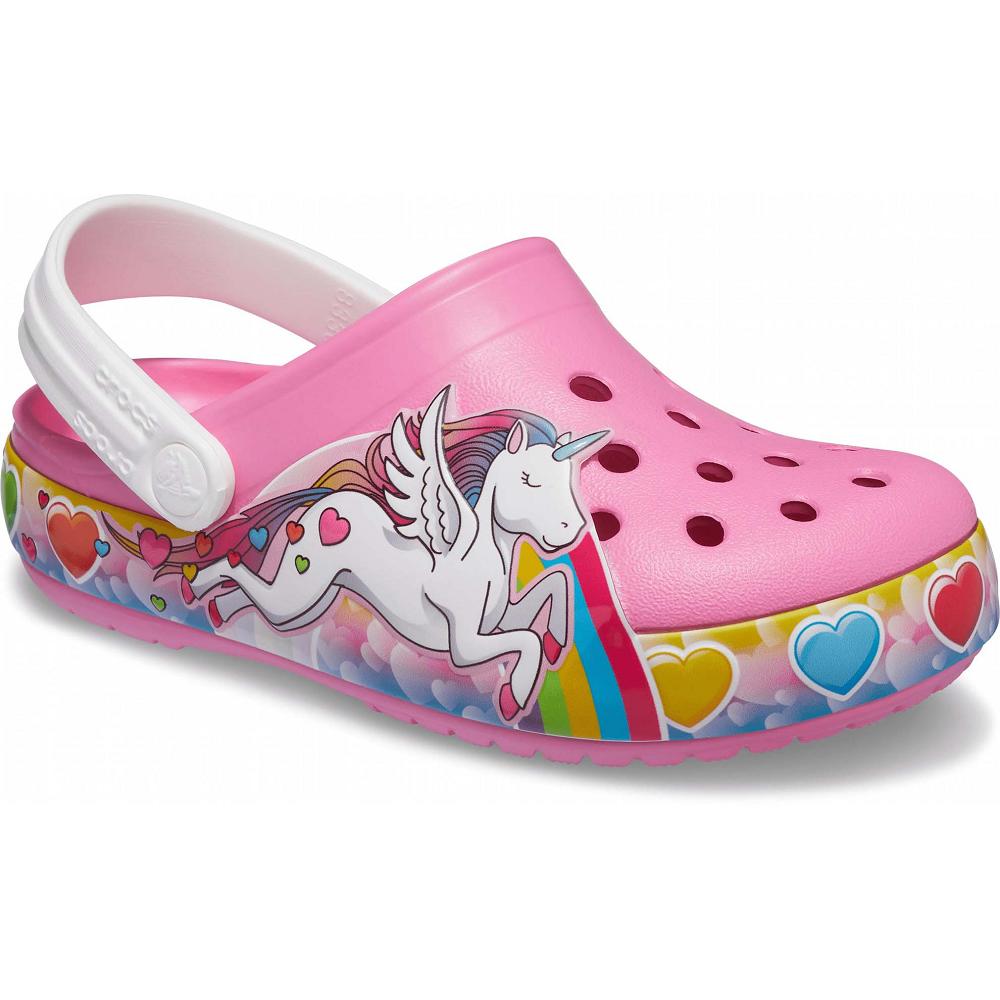 Sabots Crocs Fun Lab Unicorn Lights Fille Rose | France 1485EBCX